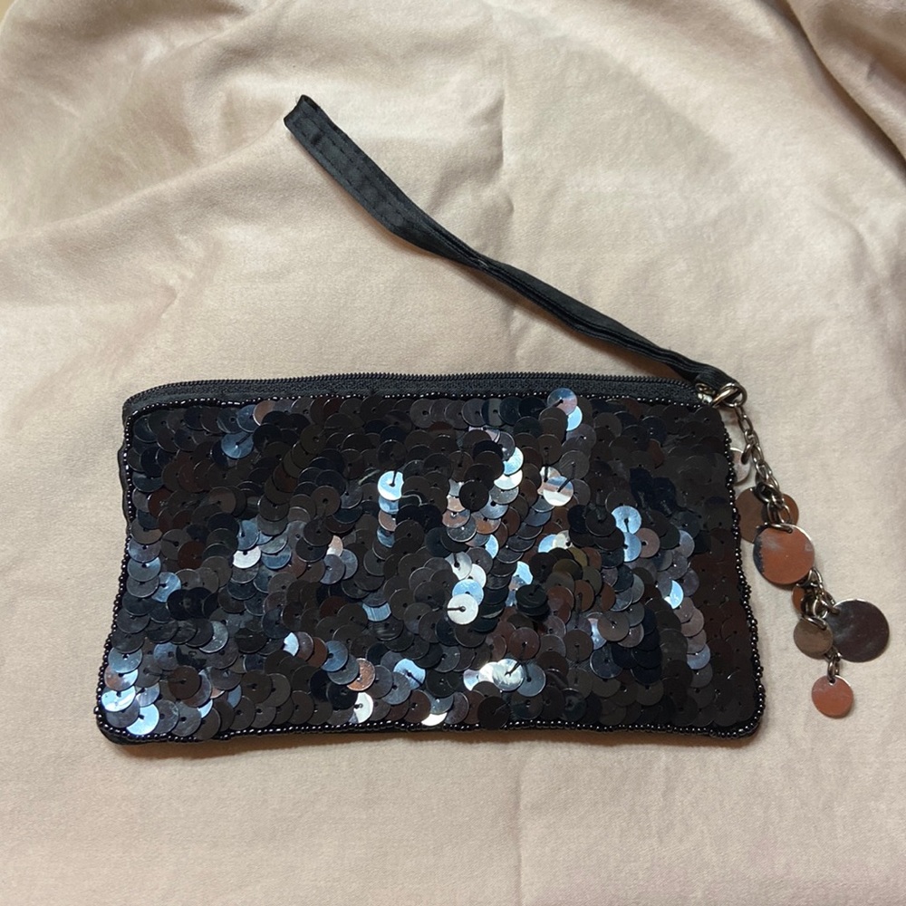 Old Navy Black Wristlet purse - Sequin Front